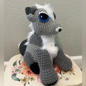 Hand made crochet amigurumi wolf